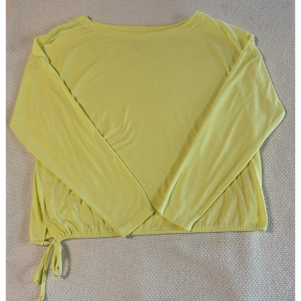 APANA Women’s Medium Yellow Long Sleeve Drawstring Hem Activewear Top